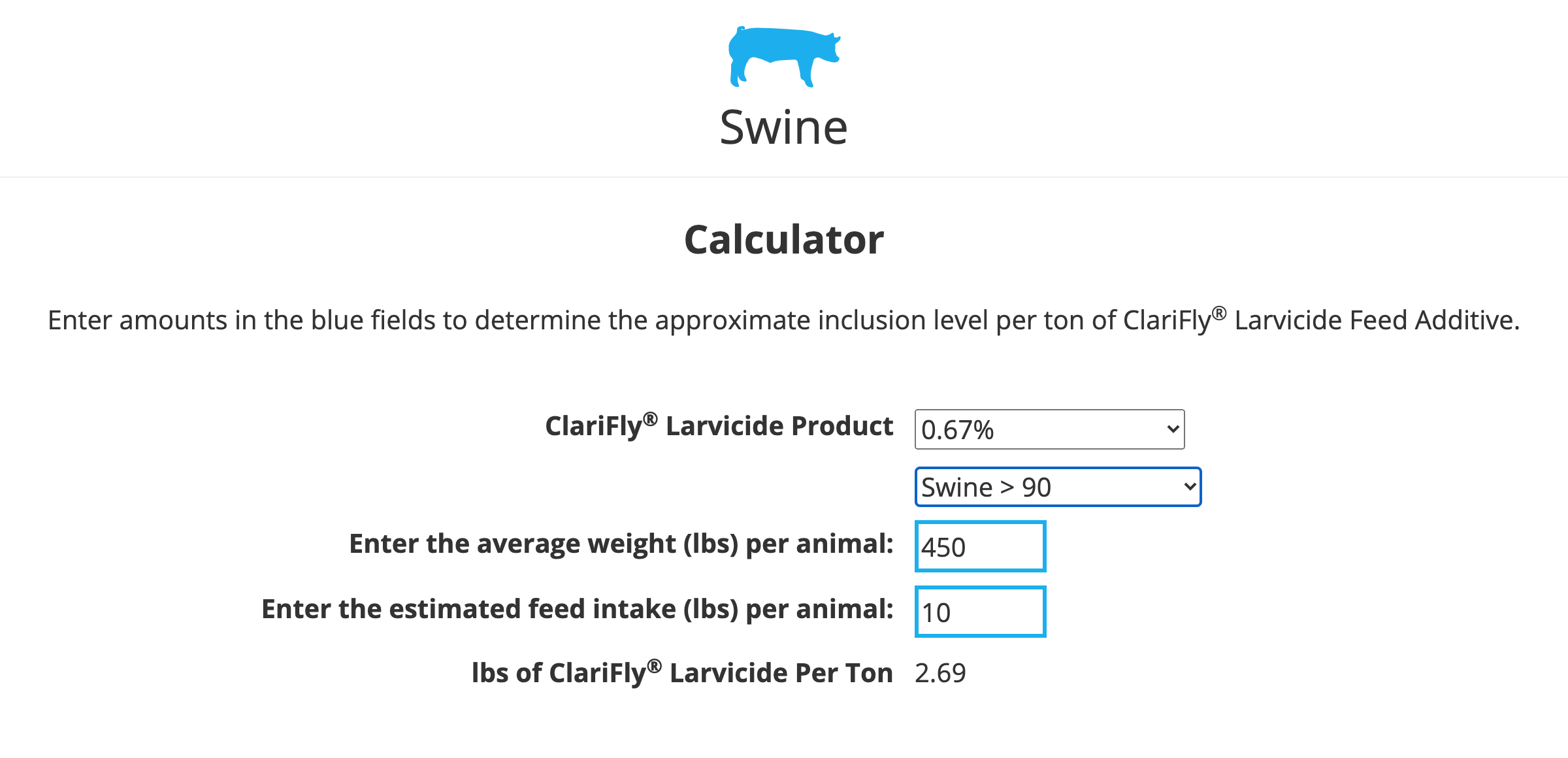 swine calculator